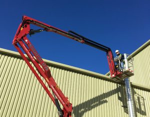 High level access for gutter cleaning on a cherry picker