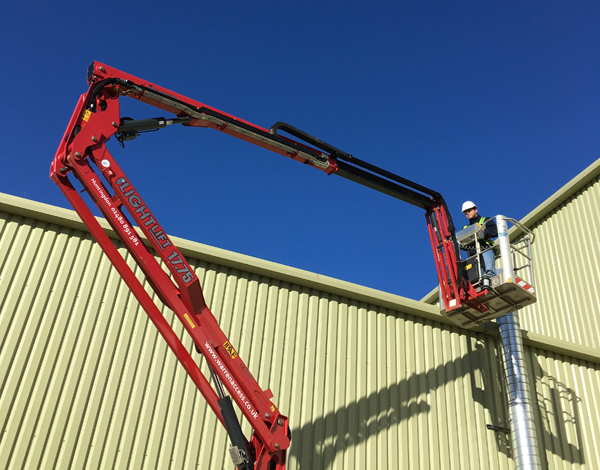 High level access for gutter cleaning on a cherry picker